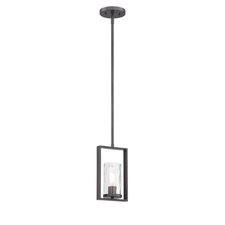 Designers Fountain Elements 60 Watt 1 Light Charcoal Mini-Pendant with Rain Glass Shade 86530-CHA